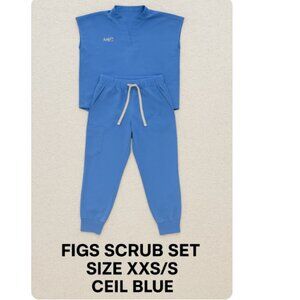FIGS Scrub Set | Ceil Blue | Top XXS, Jogger Pants S